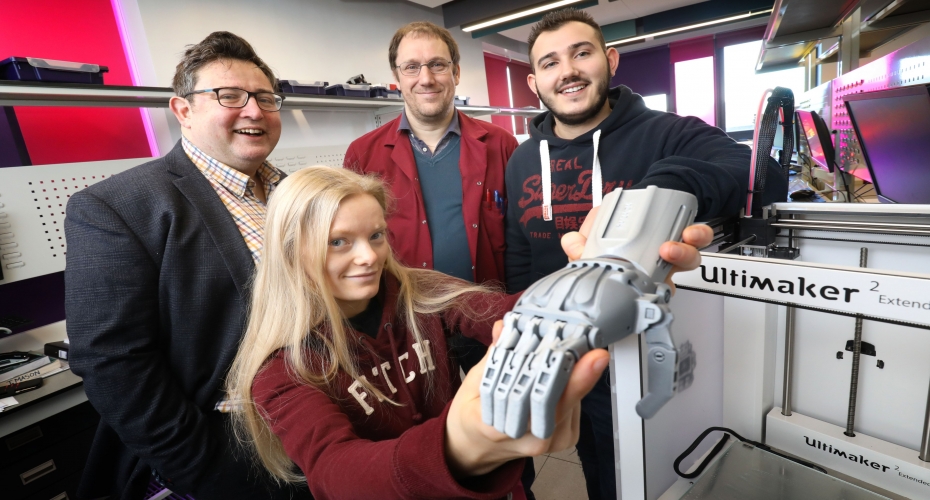 Northumberland College Engineering Students Use 3D Technology to Give a Helping Hand and Support a Global Prosthetic Limb Initiative